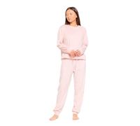 TRAMAS+ Pijama de Mujer Terciopelo Super Soft, Pijama Largo de Invierno, Conjunto de Camiseta de Manga Larga y Pantalón Largo con Cintura Ajustable - L, Rosa Palo