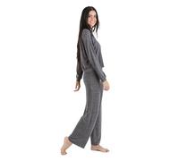 TRAMAS+ Pijama Entretiempo de Mujer, Conjunto Angorina de Camiseta Manga Larga y Pantalón Largo Con Cintura Ajustable Calentito - M, Gris Marengo