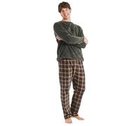 TRAMAS+ Pijama Hombre de Invierno, Pijama de Coralina con Manga Larga Polar y Pantalón Largo, Conjunto de Pijama Cómodo y calentito - Pijama de Hombre Invierno - XXL, Cuadro Nelby