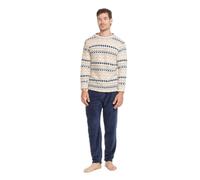 TRAMAS+ Pijama Hombre de Invierno, Pijama de Coralina con Manga Larga Polar y Pantalón Largo, Conjunto de Ropa para Dormir Cómodo y Calentito - XXL, Cor Azul Azul