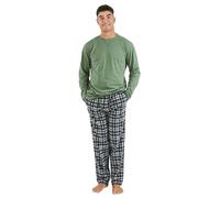 TRAMAS+ Pijama Hombre de Invierno, Pijama de Hombre Franela con Camiseta de Manga Larga y Pantalón Largo, Conjunto de Pijama de Invierno 100% Algodón y Franela para Hombre - XL, Cuadro Javier