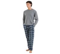 TRAMAS+ Pijama Hombre de Invierno, Pijama de Hombre Franela con Camiseta de Manga Larga y Pantalón Largo, Conjunto de Pijama de Invierno 100% Algodón y Franela para Hombre - M, Cuadro Brais