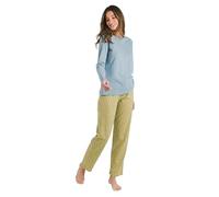 TRAMAS+ Pijama Mujer 100% algodón, Pijama Largo Mujer, Conjunto de Camiseta Manga Larga y Pantalón Largo con Cintura Ajustable, Conjunto para Mujer - L, Sisena