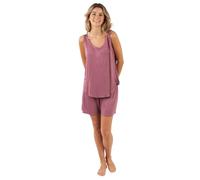 TRAMAS+ Pijama Mujer Corto,Camiseta sin Mangas y Pantalón Corto con Cintura Elástica, Pijama de Entretiempo para Primavera y Verano - S, Malva