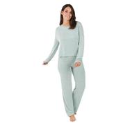 TRAMAS+ Pijama Mujer Entretiempo, Pijama Angorina de Mujer, Conjunto de Camiseta de Manga Larga y Pantalón Largo con Cintura Ajustable Calentito, Conjunto para Mujer - S, Verde