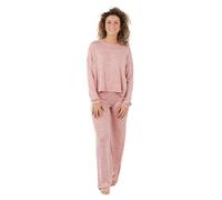 TRAMAS+ Pijama Mujer Entretiempo, Pijama Angorina de Mujer, Conjunto de Camiseta de Manga Larga y Pantalón Largo con Cintura Ajustable Calentito, Conjunto para Mujer - L, Rosa