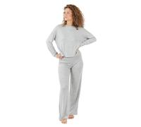 TRAMAS+ Pijama Mujer Invierno, Pijama Angorina de Mujer, Conjunto de Camiseta de Manga Larga y Pantalón Largo con Cintura Ajustable Calentito, Conjunto para Mujer - M, Gris