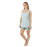 TRAMAS+ Pijama Mujer Verano 100% Algodón Camiseta Sin Mangas y Pantalón Corto, Pijamas de Entretiempo Corto para Primavera y Verano - M,Ponder