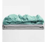 TRAMAS+ Sábana Bajera Ajustable, 180x200 cm 100% algodón,Extra Suave - Cama 180, Verde Tiffany