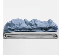 TRAMAS+ Sábana Bajera Ajustable, 90x190 cm,100% algodón,Extra Suave - Cama 90, Indigo