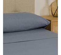 TRAMAS+ Sábana Bajera Cuadrada y Media sábana 140 x 200, 100% algodón, Ropa de Cama, sábana y 2 Fundas de Almohada, Standard 100 by Oeko-Tex - Blue