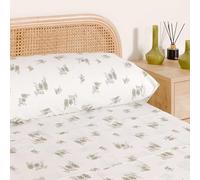 TRAMAS+ Sábanas 100% Algodón Percal, Suave y Traspirable, Juego de sábanas 3 Piezas, Sábana Bajera Ajustable, Encimera, 1/2 Fundas de Almohada - Cama 135, Petri, Verde seco