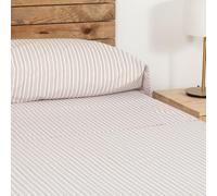 TRAMAS+ Sabanas 140x190/200cm 100% algodón Suave, Juego de sábanas 3 Piezas, Sabana Bajera Ajustable, Encimera, 1 Fundas de Almohada 155x45cm, Certificado Oeko Tex- Cama 135, Raya Dula