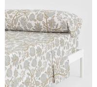 TRAMAS+ Sabanas 140x190/200cm 100% algodón Suave, Juego de sábanas 3 Piezas, Sabana Bajera Ajustable, Encimera, 1 Fundas de Almohada 155x45cm, Certificado Oeko Tex- Cama 135,Enelia Verde Seco