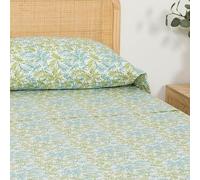 TRAMAS+ Sabanas 140x190/200cm 100% algodón Suave, Juego de sábanas 3 Piezas, Sabana Bajera Ajustable, Encimera, 1 Fundas de Almohada 155x45cm, Certificado Oeko Tex- Cama 135, Zafra Verde