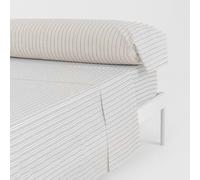 TRAMAS+ Sabanas 140x190/200cm 100% algodón Suave, Juego de sábanas 3 Piezas, Sabana Bajera Ajustable, Encimera, 1 Fundas de Almohada 155x45cm, Certificado Oeko Tex- Cama 135,Raya Rita Verde Seco