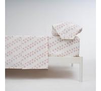 TRAMAS+ Sabanas 140x190/200cm 100% algodón Suave, Juego de sábanas 3 Piezas, Sabana Bajera Ajustable, Encimera, 1 Fundas de Almohada 155x45cm, Certificado Oeko Tex- Cama 135,Pureza Rosa Keike