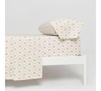 TRAMAS+ Sabanas 140x190/200cm 100% algodón Suave, Juego de sábanas 3 Piezas, Sabana Bajera Ajustable, Encimera, 1 Fundas de Almohada 155x45cm, Certificado Oeko Tex- Cama 135, Charleston Topo