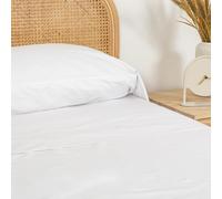 TRAMAS+ Sábanas 140x190/200cm 100% algodón, Suave y Traspirable, Juego de 3 Piezas, Sabana Bajera Ajustable, Encimera, 1 Funda de Almohada 155x45cm, Certificado Oeko Tex- (Cama 135, Blanco)
