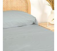 TRAMAS+ Sabanas 150x190 / 200cm 100% algodón, Juego de sábanas 4 Piezas, Sabana Bajera Ajustable, Encimera, 2 Fundas de Almohada 90x45cm, Certificado Oeko Tex- (Cama 150, Agua Marina)