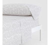 TRAMAS+ Sabanas 150x190 / 200cm 100% algodón Suave, Juego de sábanas 4 Piezas, Sabana Bajera Ajustable, Encimera, 2 Fundas de Almohada 90x45cm, Certificado Oeko Tex - Cama 150, Caterina Gris Claro