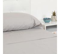 TRAMAS+ Sábanas 150x190 / 200cm 100% algodón, Suave y Traspirable, Juego de 4 Piezas, Sabana Bajera Ajustable, Encimera, 2 Fundas de Almohada 90x45cm, Certificado Oeko Tex- (Cama 150, Gris)