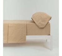 TRAMAS+ Sabanas 180x190 / 200cm 100% algodón Suave, Juego de sábanas 4 Piezas, Sabana Bajera Ajustable, Encimera, 2 Fundas de Almohada 110x45cm, Certificado Oeko Tex - Cama 180, Iñaki Ocre