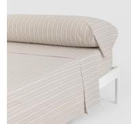 TRAMAS+ Sabanas 200x190/200cm 100% algodón Suave, Juego de sábanas 4 Piezas, Sabana Bajera Ajustable, Encimera, 2 Fundas de Almohada 110x45cm, Certificado Oeko Tex- Cama 200, Raya Segovia Azul