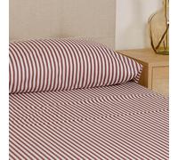TRAMAS+ Sabanas 200x190/200cm 100% algodón Suave, Juego de sábanas 4 Piezas, Sabana Bajera Ajustable, Encimera, 2 Fundas de Almohada 110x45cm, Certificado Oeko Tex- Cama 200, Raya Corina Burdeos