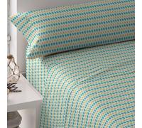 TRAMAS+ Sabanas 90x190 / 200cm 100% algodón Suave, Juego de sábanas 3 Piezas, Sabana Bajera Ajustable, Encimera, 1 Fundas de Almohada 110x45cm, Certificado Oeko Tex - Cama 90, Denalia Agua Marina