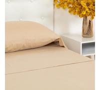 TRAMAS+ Sabanas 90x190 / 200cm 100% algodón, Suave y Traspirable, Juego de sábanas 3 Piezas, Sabana Bajera Ajustable, Encimera, 1 Fundas de Almohada 110x45cm, Certificado Oeko Tex- (Cama 90, Arena)