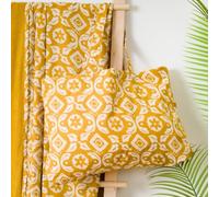 TRAMAS+ Set Toalla Pareo y Bolso a Juego, Toalla de Playa, Bolso con Estampado, Ideal para Verano, Playa, Piscina y Vacaciones - Eugenia Ocre