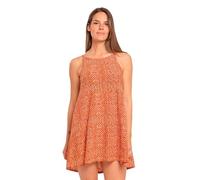 TRAMAS+ Vestido de Verano para Mujer Tirantes Corto Estampado - Vestido Informal Casual Mini Sin Mangas para Diario o Playa - M, Silda Teja