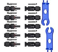TRAMILY 10 conectores de panel solar IP67 impermeables, conectores de cable solar de 1000 V 30 A macho/hembra con 2 llaves (5 pares)