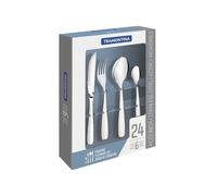 TRAMONTINA - Juego de Cubiertos Amazonas, en Acero Inoxidable y Terminación Brillante, Set con Cuchillos para Asado, Alta Durabilidad, Utensilios para Uso Diario, 24 Piezas