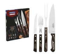 Tramontina – Juego de cubiertos churrasco, acero inox., mangos Polywood castaño con remaches, 14 pz