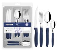 Tramontina Juego de Cubiertos de acero inoxidable, Ipanema, color azul, 25 piezas