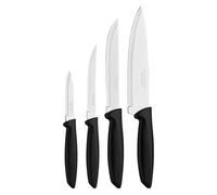 Tramontina Juego de Cuchillos de Cocina de Acero Inoxidable y Mangos de Poliprolipeno Color Negro Plenus 4 Piezas