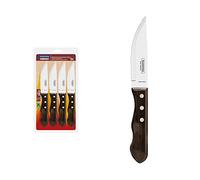 Tramontina – Juego de cuchillos Jumbo Churrasco – 4 pzas 5" acero inoxidable mangos Polywood castaño