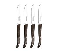 Tramontina Juego de Cuchillos para Carne 4 Piezas | Acero, Mango Polywood Castaño, Filo Microsierra