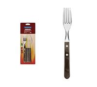 TRAMONTINA - Juego de Tenedores de Mesa Churrasco, para Asado, en Acero Inoxidable y Mangos de Madera Polywood en Color Castaño, Cubiertos con Remaches de Aluminio, 6 Piezas