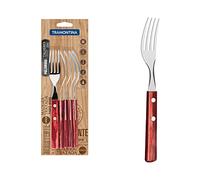 TRAMONTINA - Juego de Tenedores de Mesa Polywood, en Acero Inoxidable y Mangos de Madera Polywood en Color Rojo, para Uso Diario, Cubiertos con Remaches de Aluminio, 6 Piezas