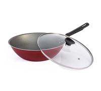 TRAMONTINA - Sartén antiadherente para wok con tapa, sartén profunda, Starflon Max, sin PFOA, sartén con vidrio templado, sartenes antiadherentes, mango resistente al calor, 11 pulgadas