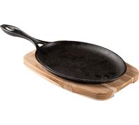 Tramontina Sartén de Hierro Fundido con Bandeja de Madera 38 x 19,5 cm Churrasco Essencial