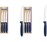 Tramontina Set de 3 Cuchillos para Carne Acero Inoxidable Ipanema Azul Oscuro (Paquete de 2)