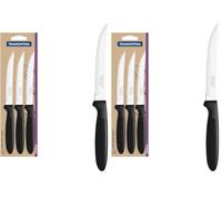 Tramontina Set de 3 Cuchillos para Carne, Color Negro, Acero Inoxidable Ipanema (Paquete de 2)