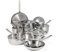 Tramontina Tempo - Juego de utensilios de cocina de acero inoxidable de 14 piezas con tapas de vidrio, ollas y sartenes, listo para inducción, apto para horno, lavavajillas