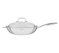 Tramontina - Wok Grano, de Acero Inoxidable, Antiadherente y Terminación Brillante, con Cuerpo Triple y Tapa, 32 cm y 5,2 L