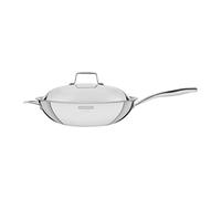 Tramontina - Wok Grano, de Acero Inoxidable y Terminación Brillante, con Cuerpo Triple y Tapa, 32 cm y 5,2 L
