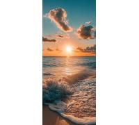 Tramonto Dipingere con i Numeri Adulti, Misura XXL 90x270cm,Acqua Di Mare Paint by Numbers Kit Principianti Con 3 Penne, Kit Fai Da Te, Hobby Creativi Adulti Regalo Decorazioni, (Senza Cornice) P0M242